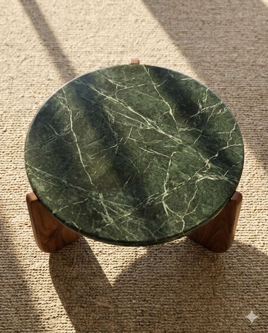 Verde Round Marble Coffee Table - Stone Round Table