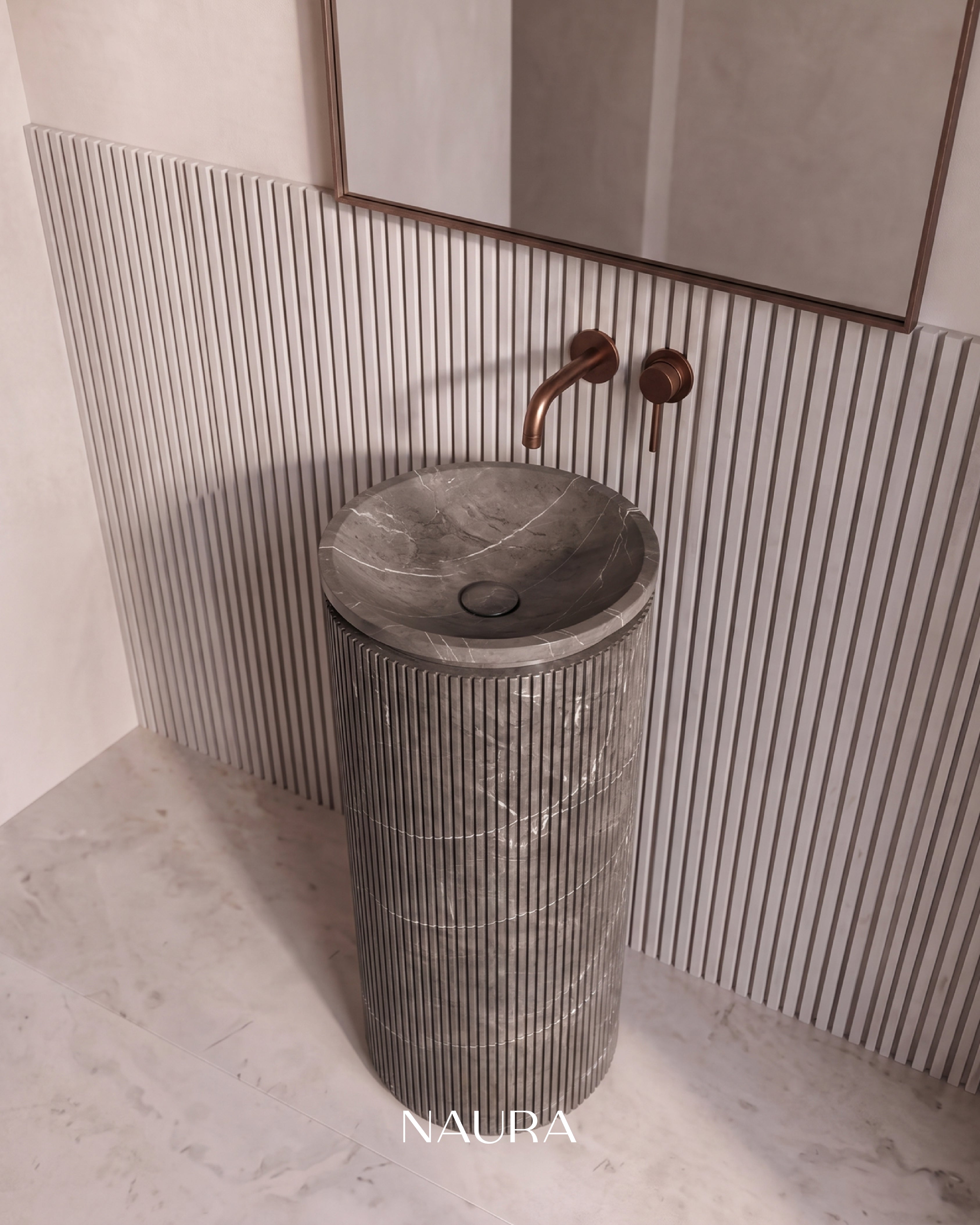 Armani Grey Marble Floor Standing Basin