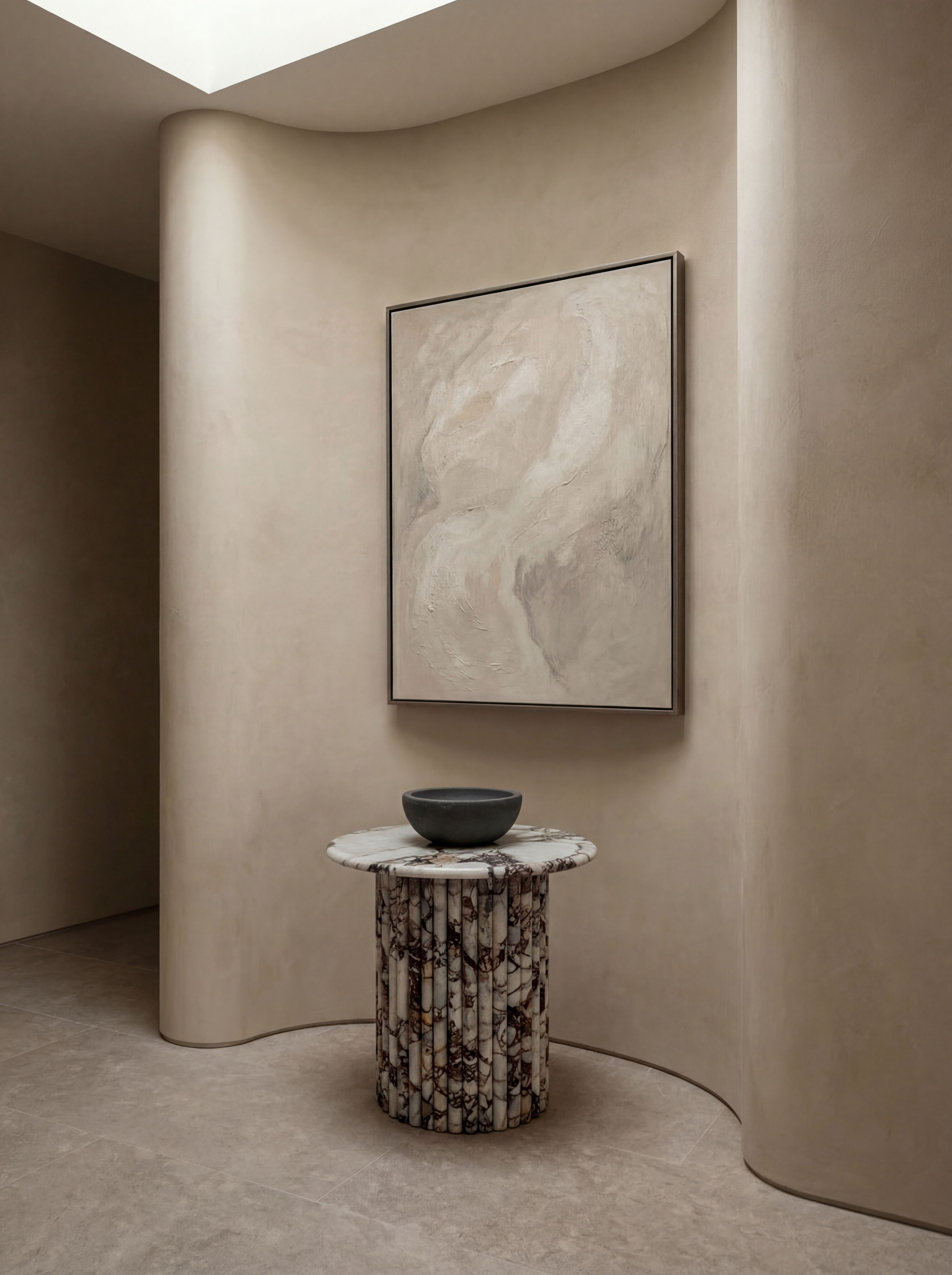 Aurelio Fluted Marble Side Table - Calacatta Viola Marble