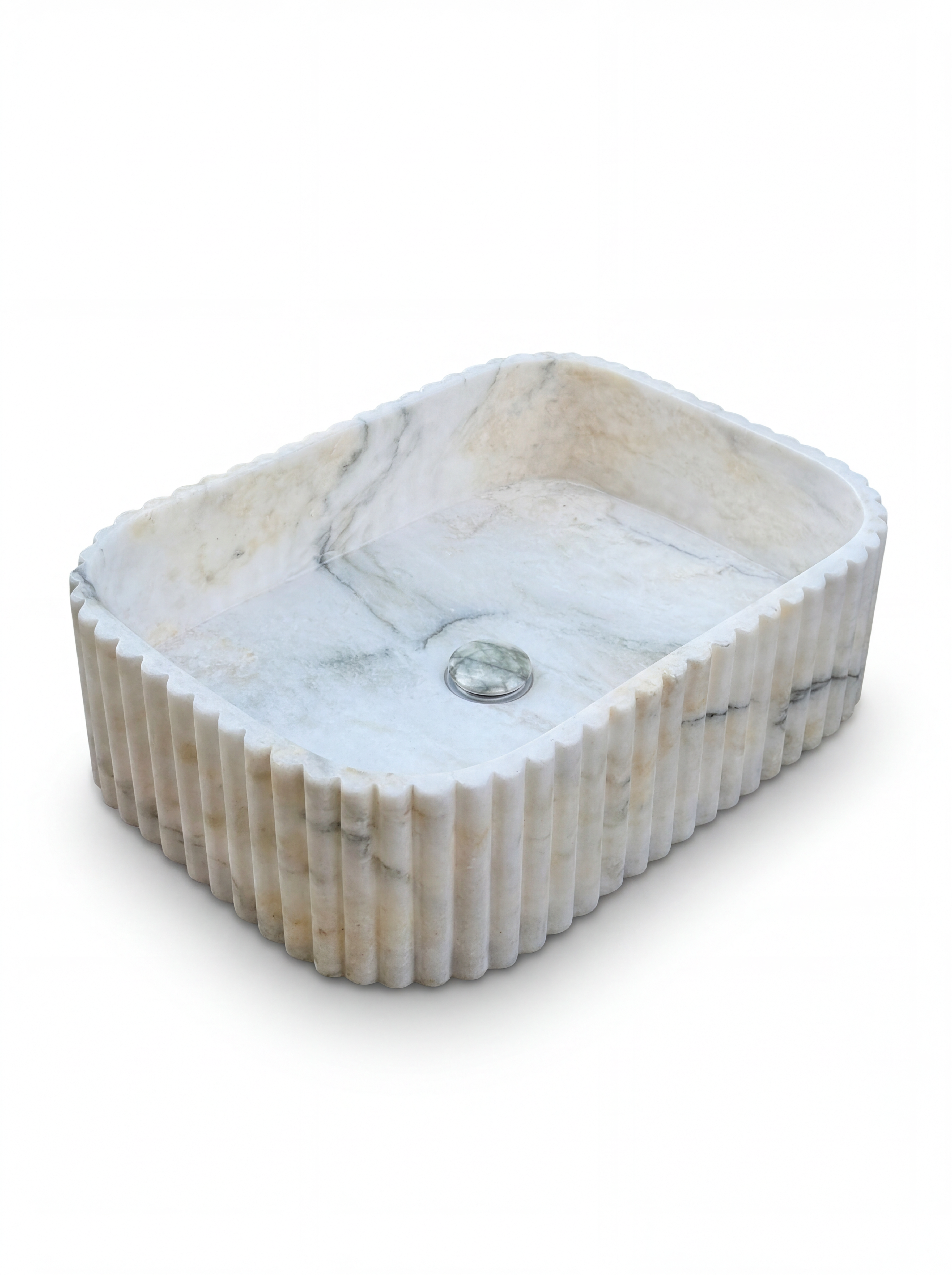 Monet Fluted Marble Sink - Brushstrokes Design Sink
