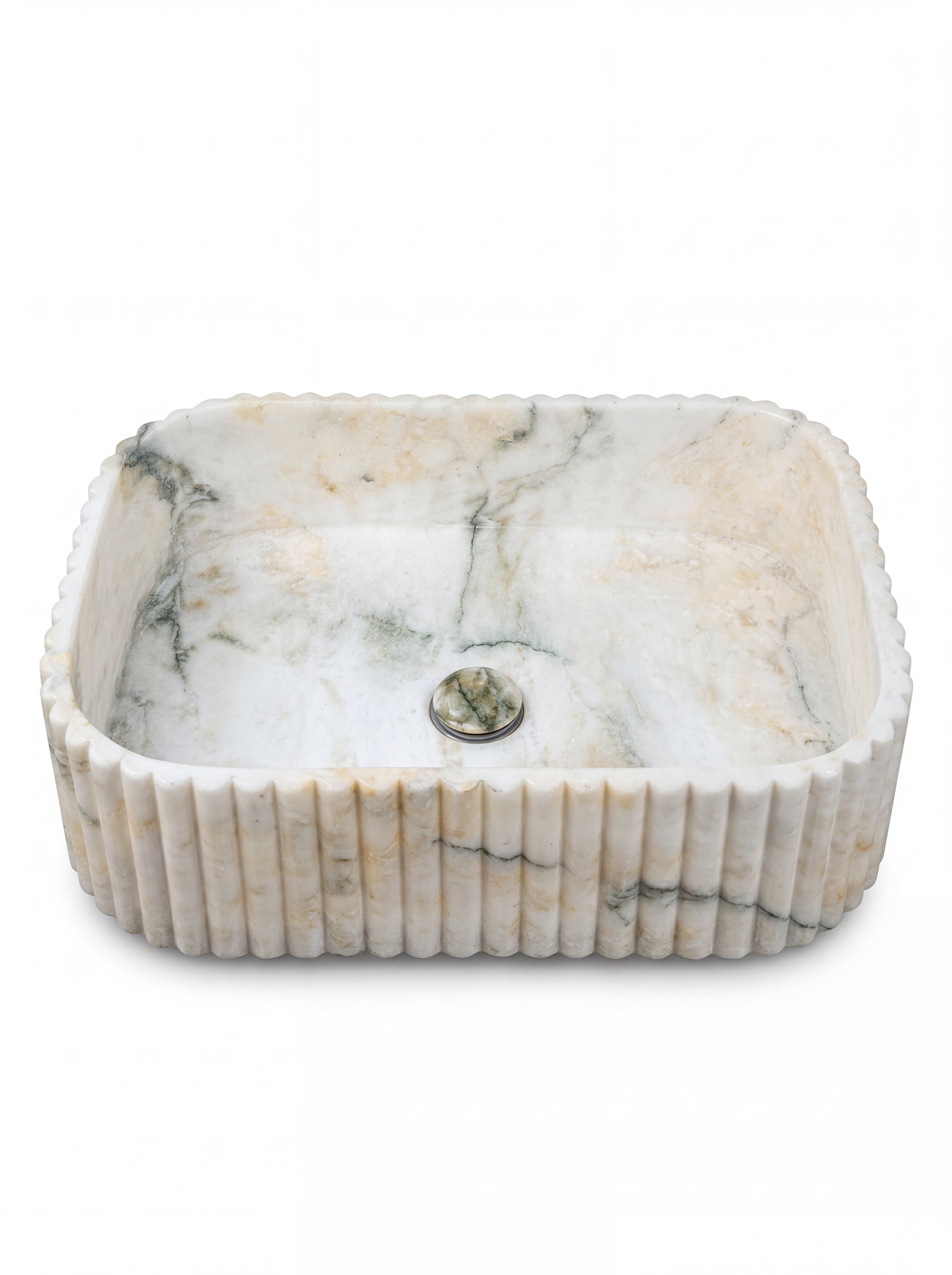 Monet Fluted Marble Sink - Brushstrokes Design Sink
