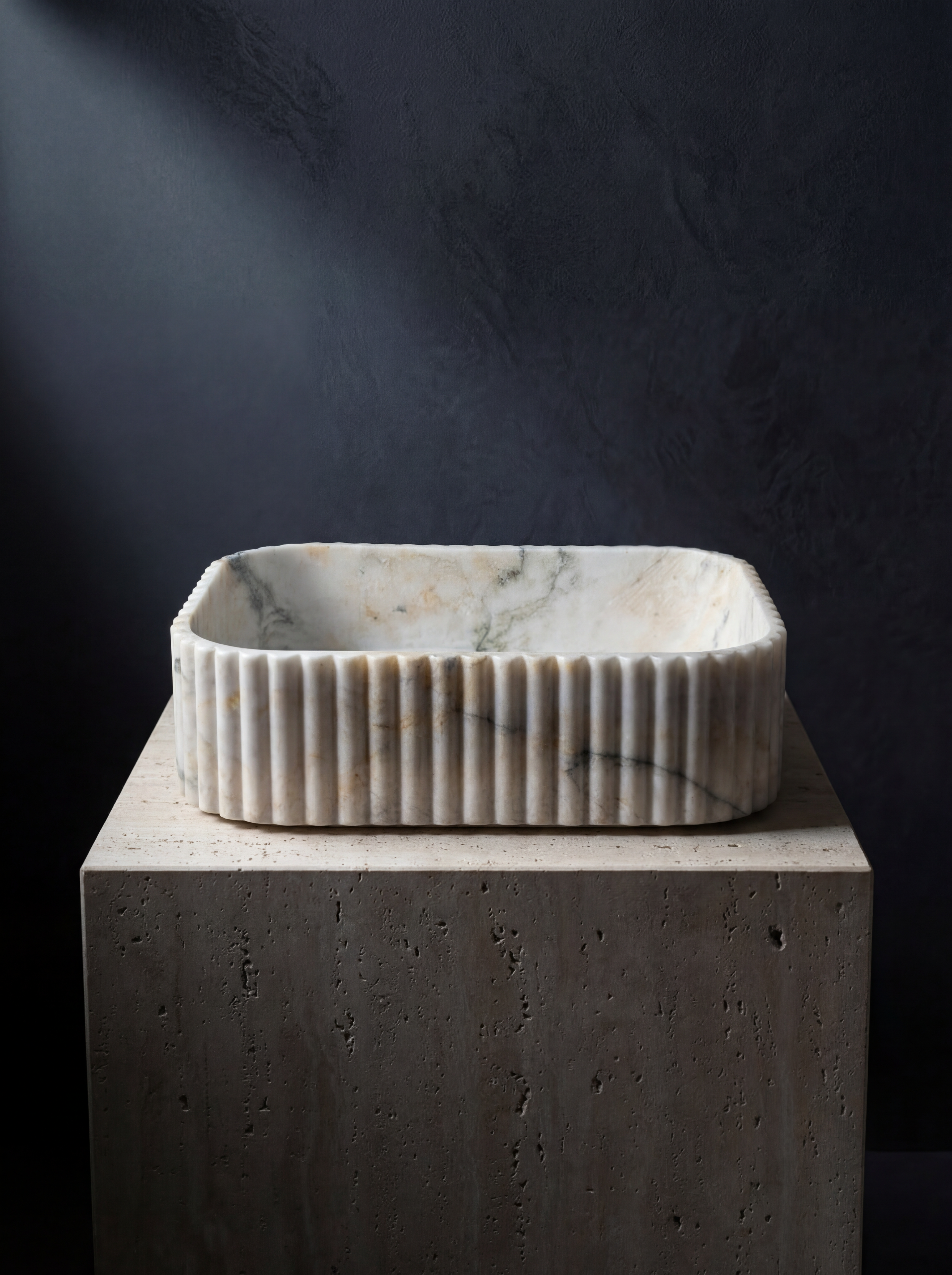 Monet Fluted Marble Sink - Brushstrokes Design Sink