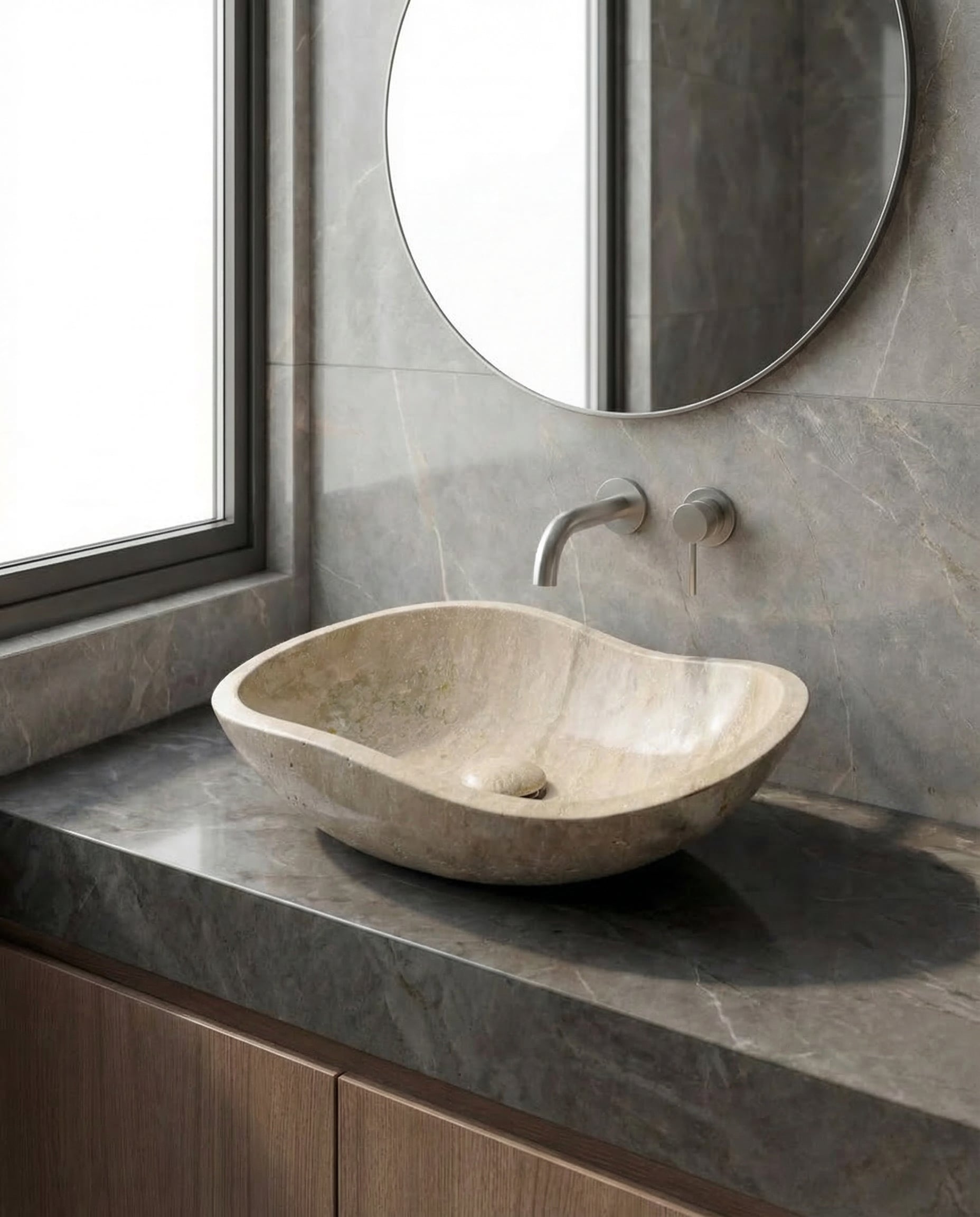 Flow Travertine Marble Basin - Vessel Sink
