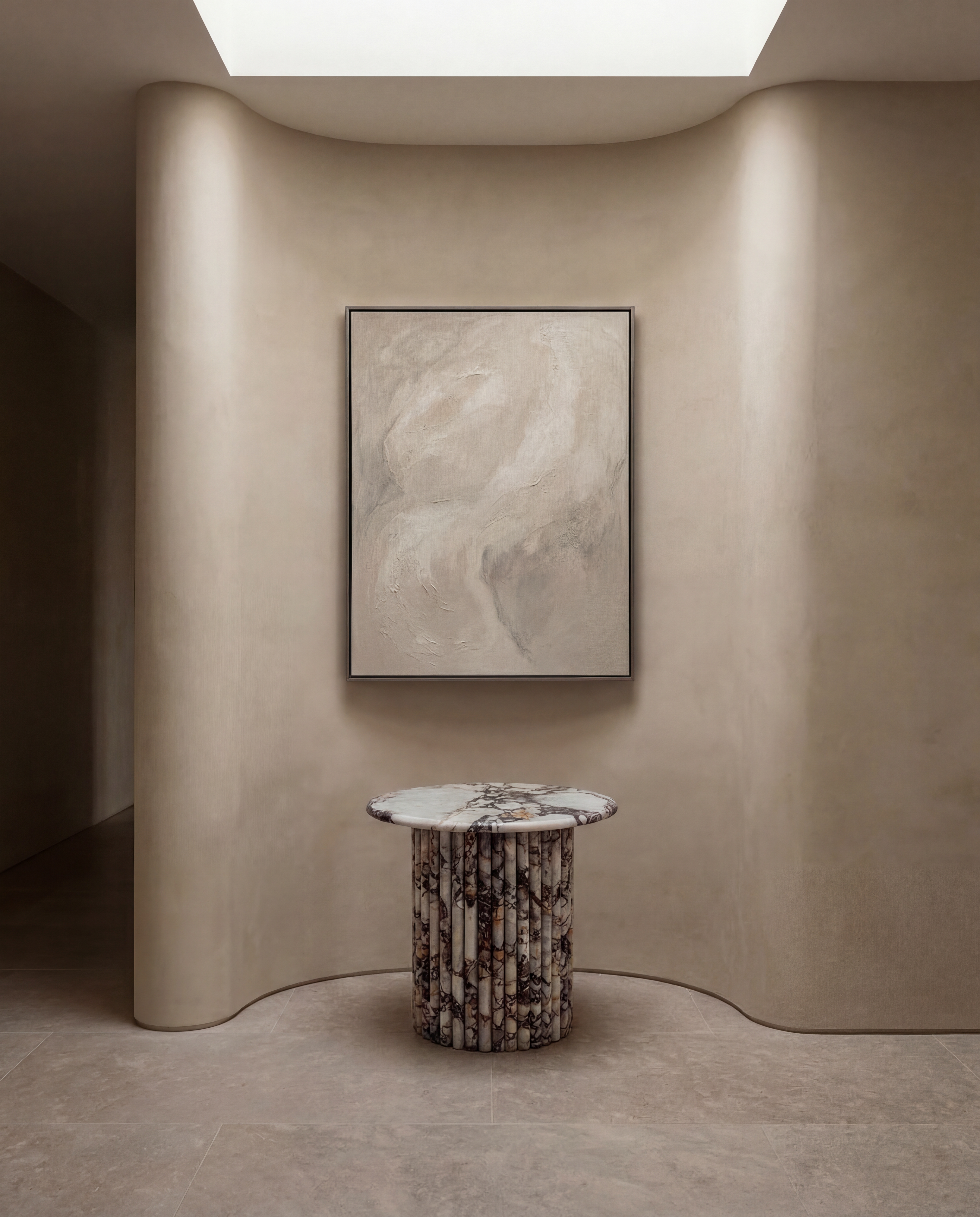Aurelio Fluted Marble Side Table - Calacatta Viola Marble