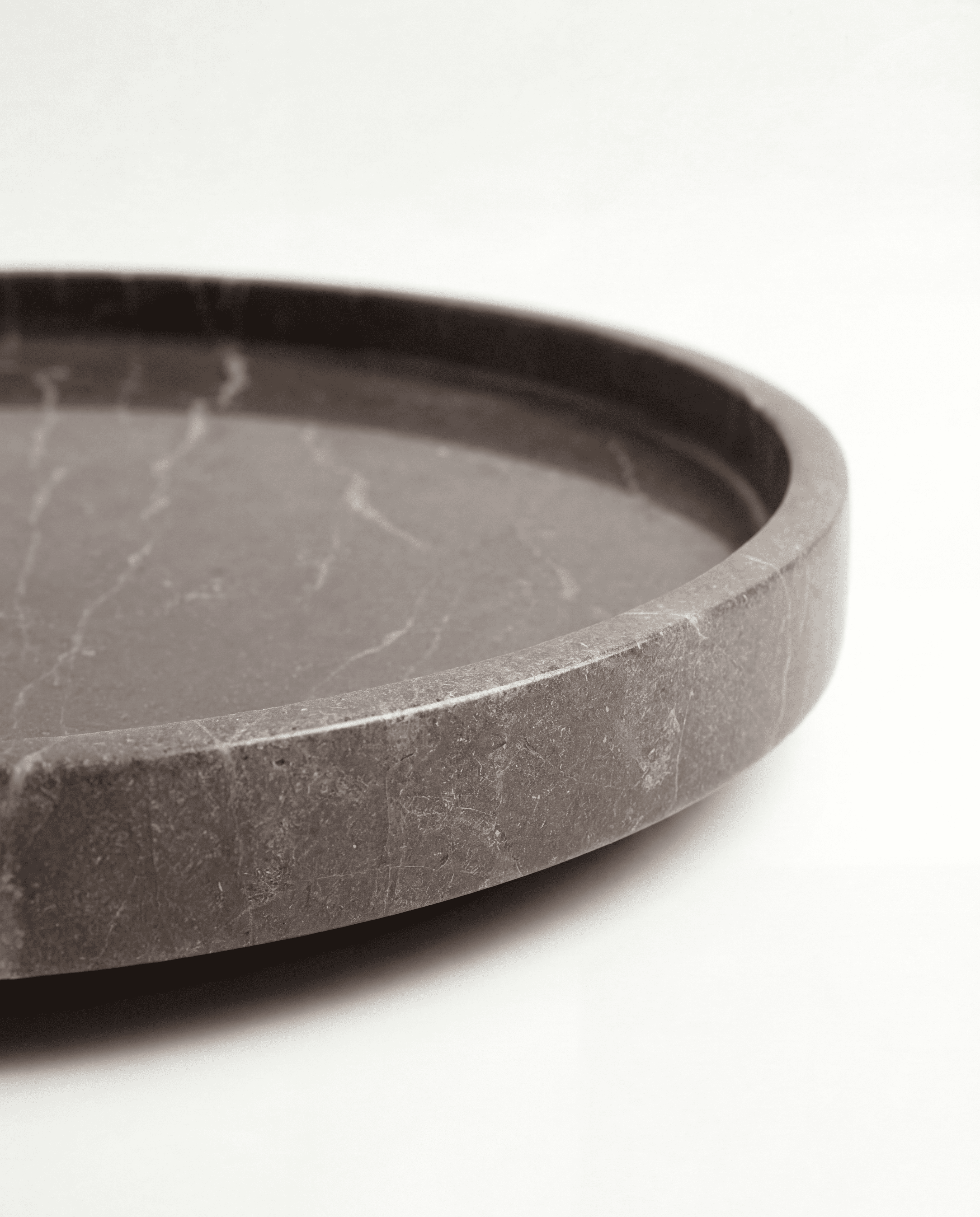 Armani Grey Round Marble Tray (12 inches) - Serving Tray
