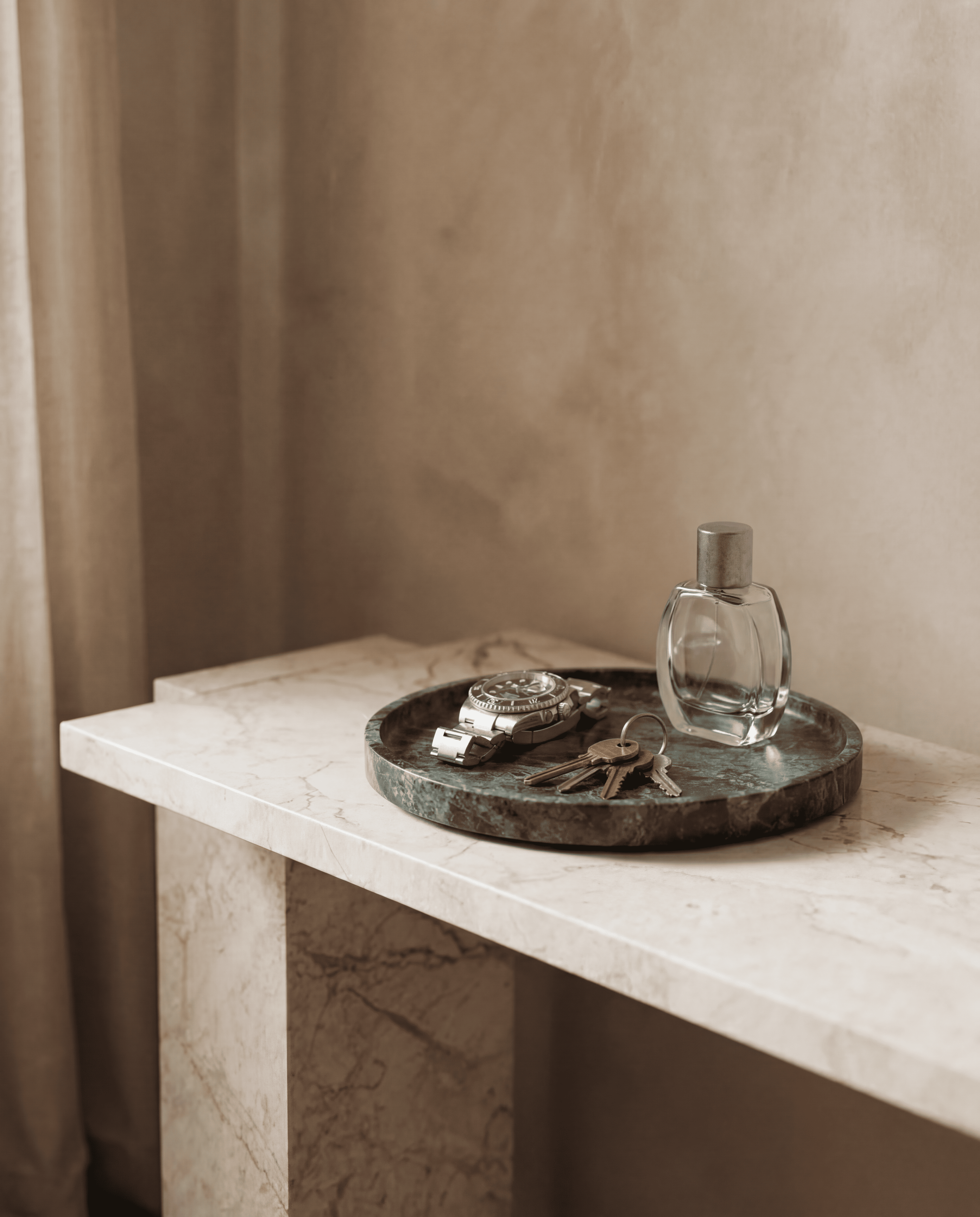 Jungle Green Round Marble Tray - Marble Vanity Tray