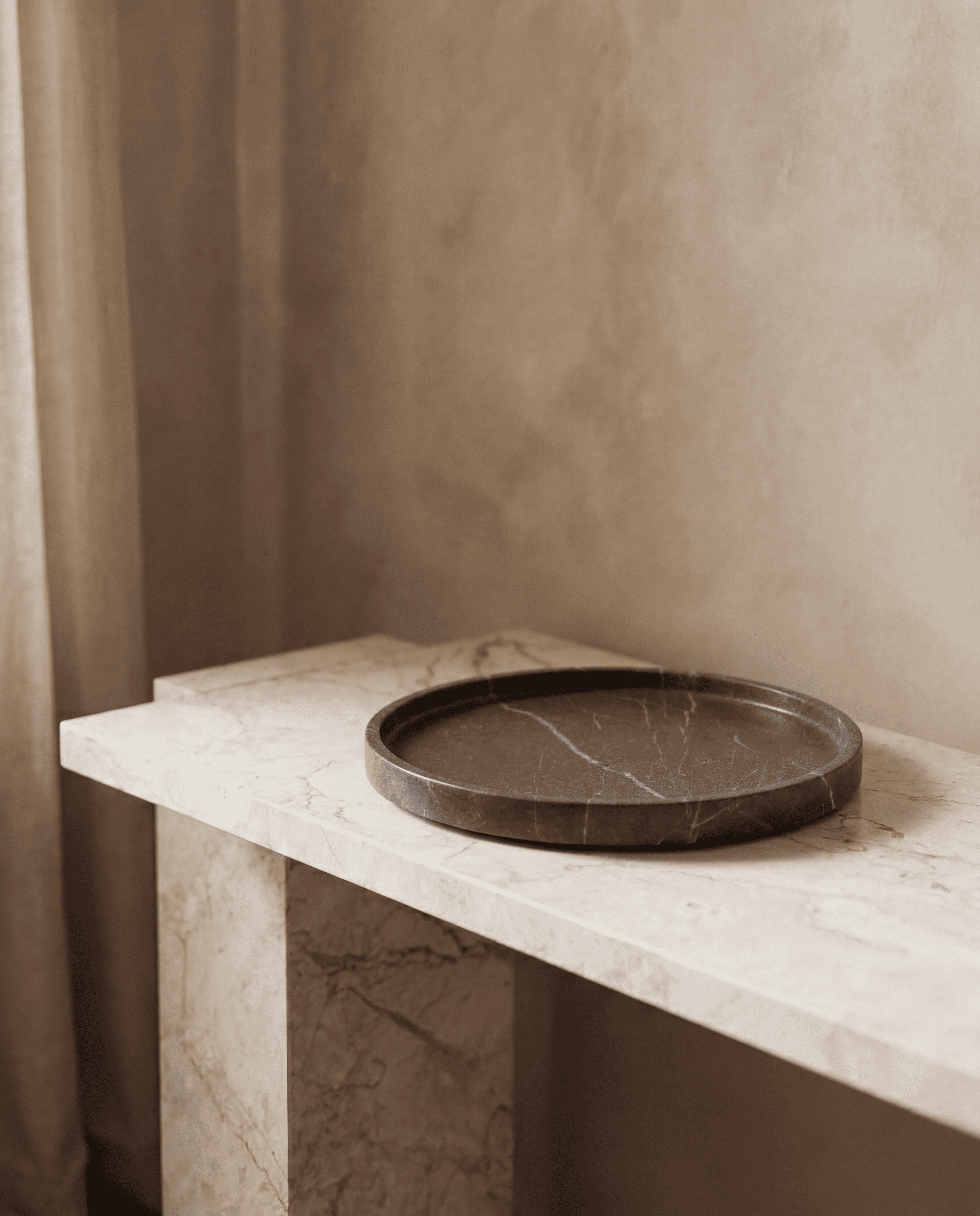 Armani Grey Round Marble Tray (12 inches) - Serving Tray