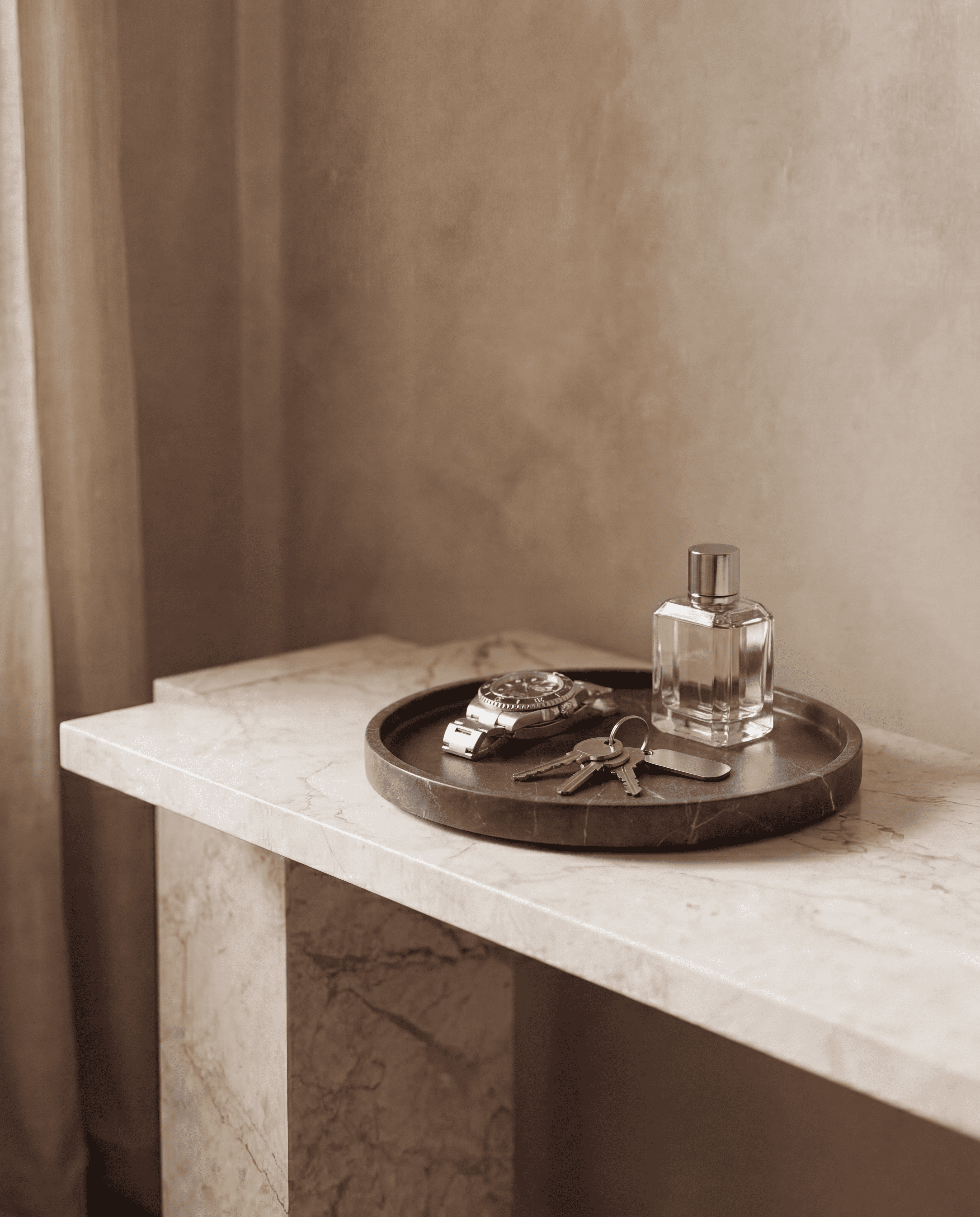 Armani Grey Round Marble Tray (12 inches) - Serving Tray