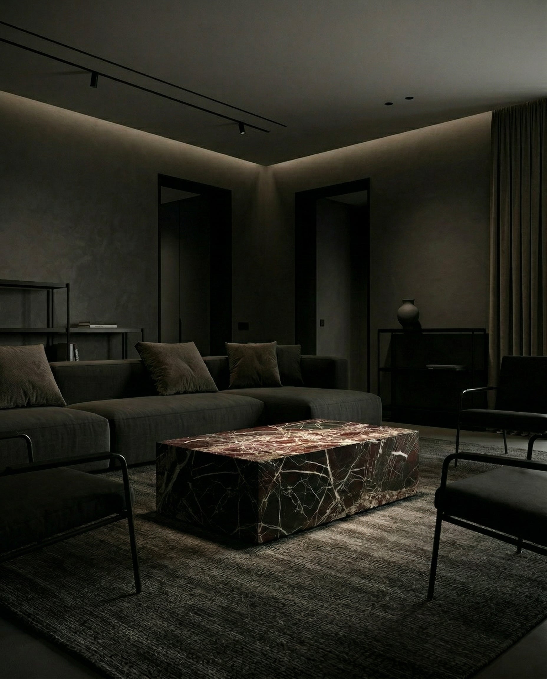 Rosso Plinth Marble Coffee Table - Side Table