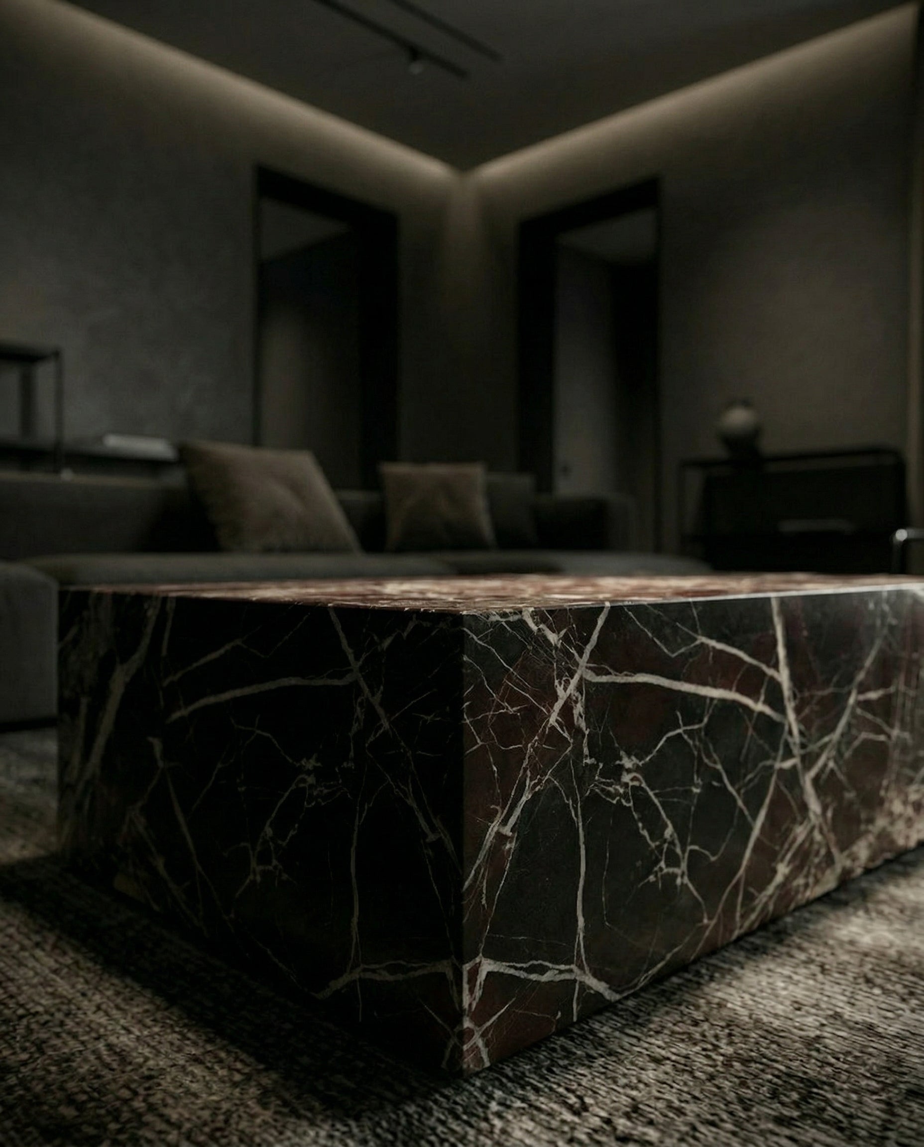 Rosso Plinth Marble Coffee Table - Side Table