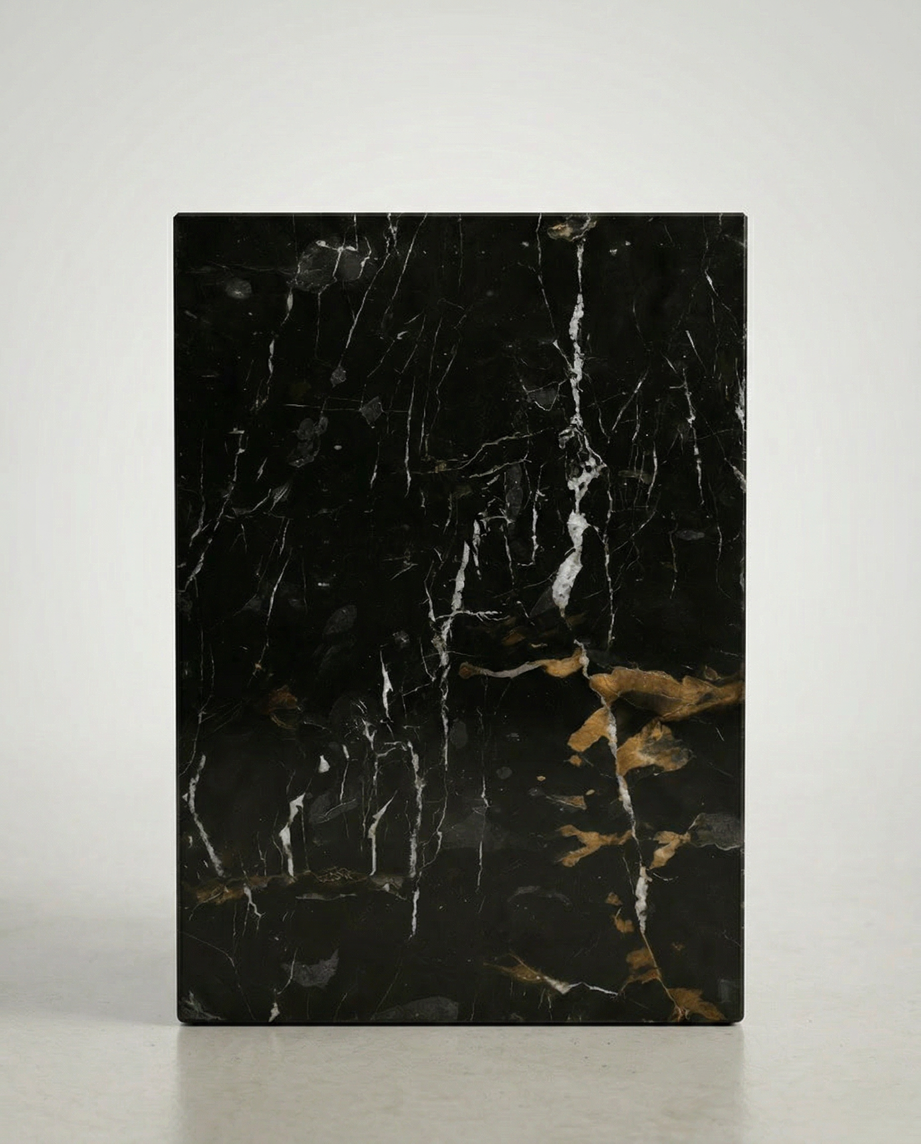 Neo Plinth Marble Side Table - Black Stone Table