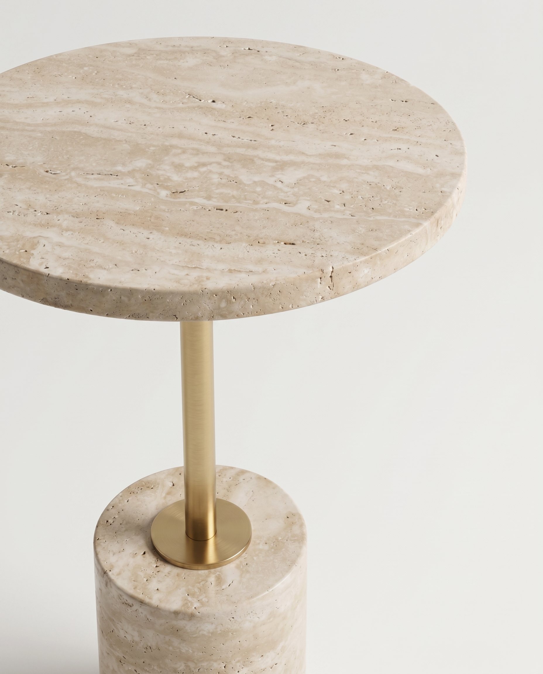 Travertino Round Marble Side Table