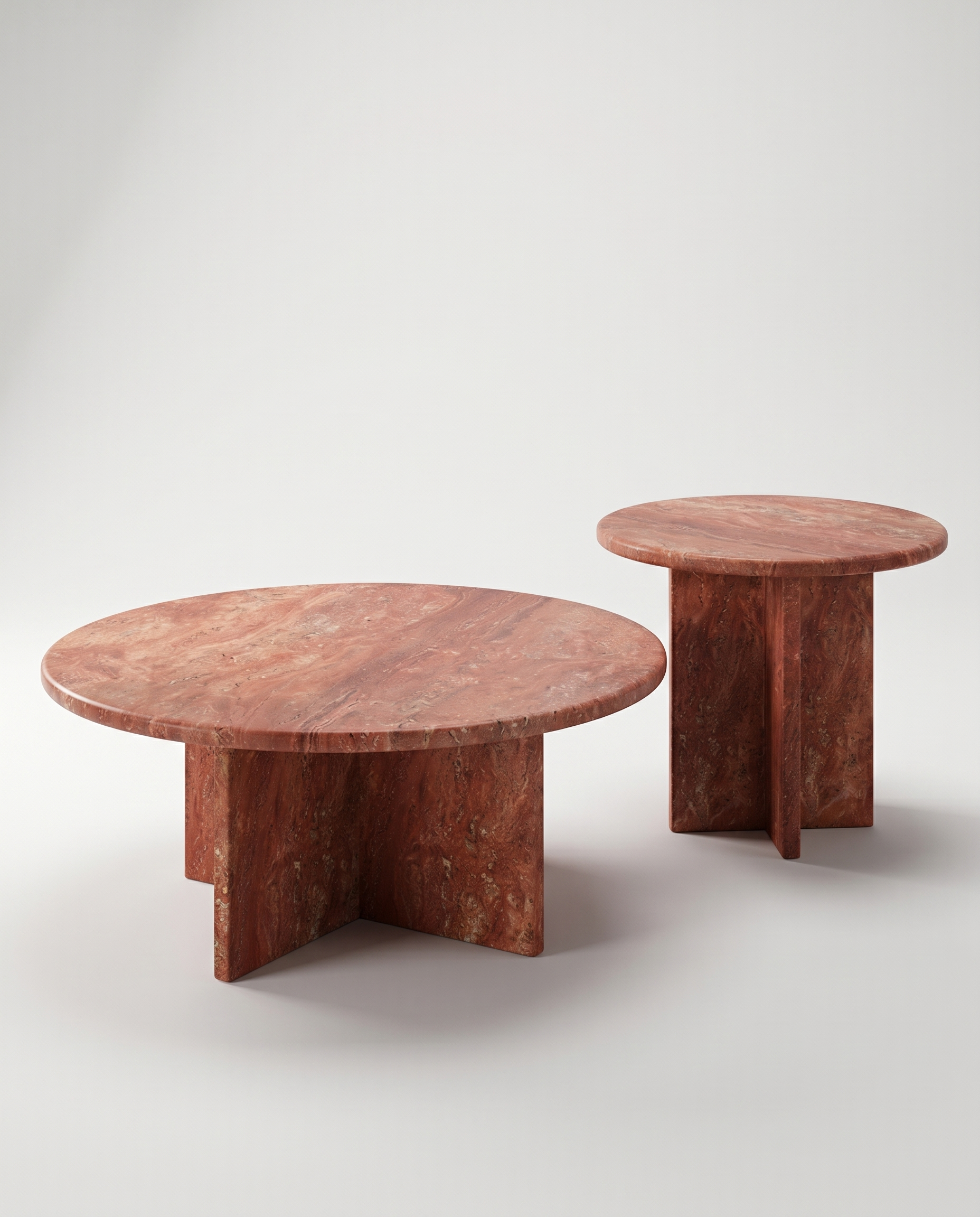 Amber Red Travertine Nesting Table