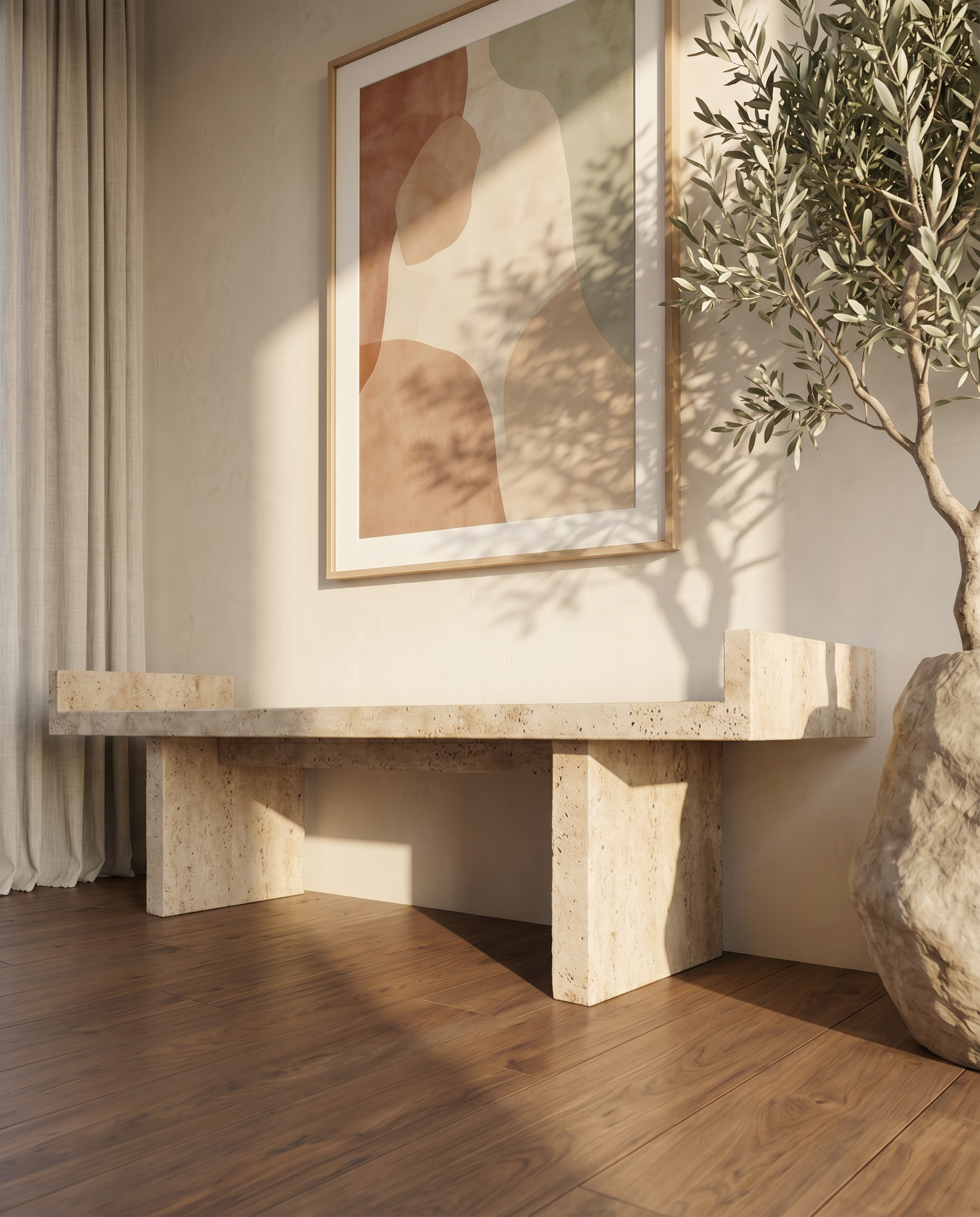 Osso Travertine Bench
