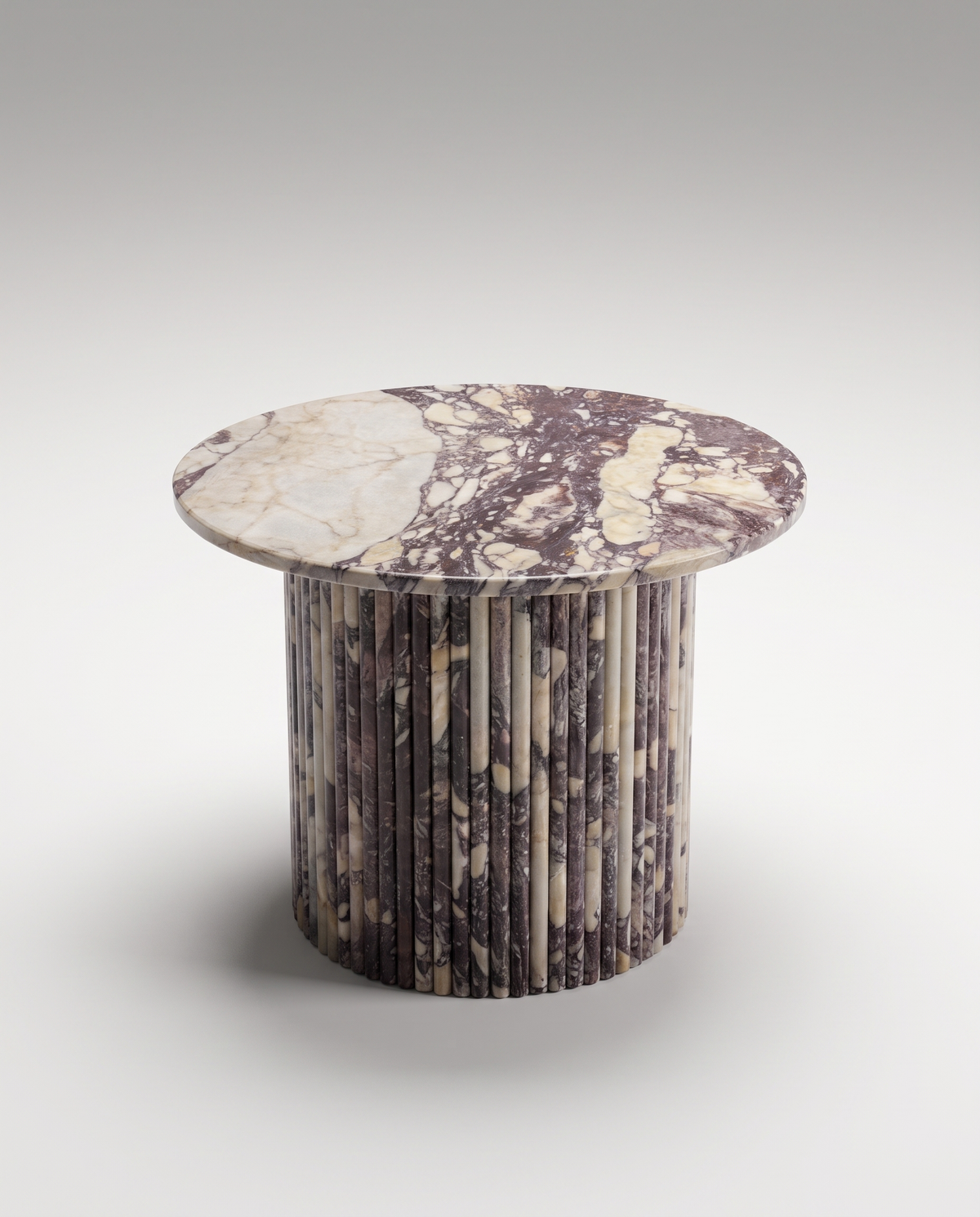 Aurelio Fluted Marble Side Table - Calacatta Viola Marble