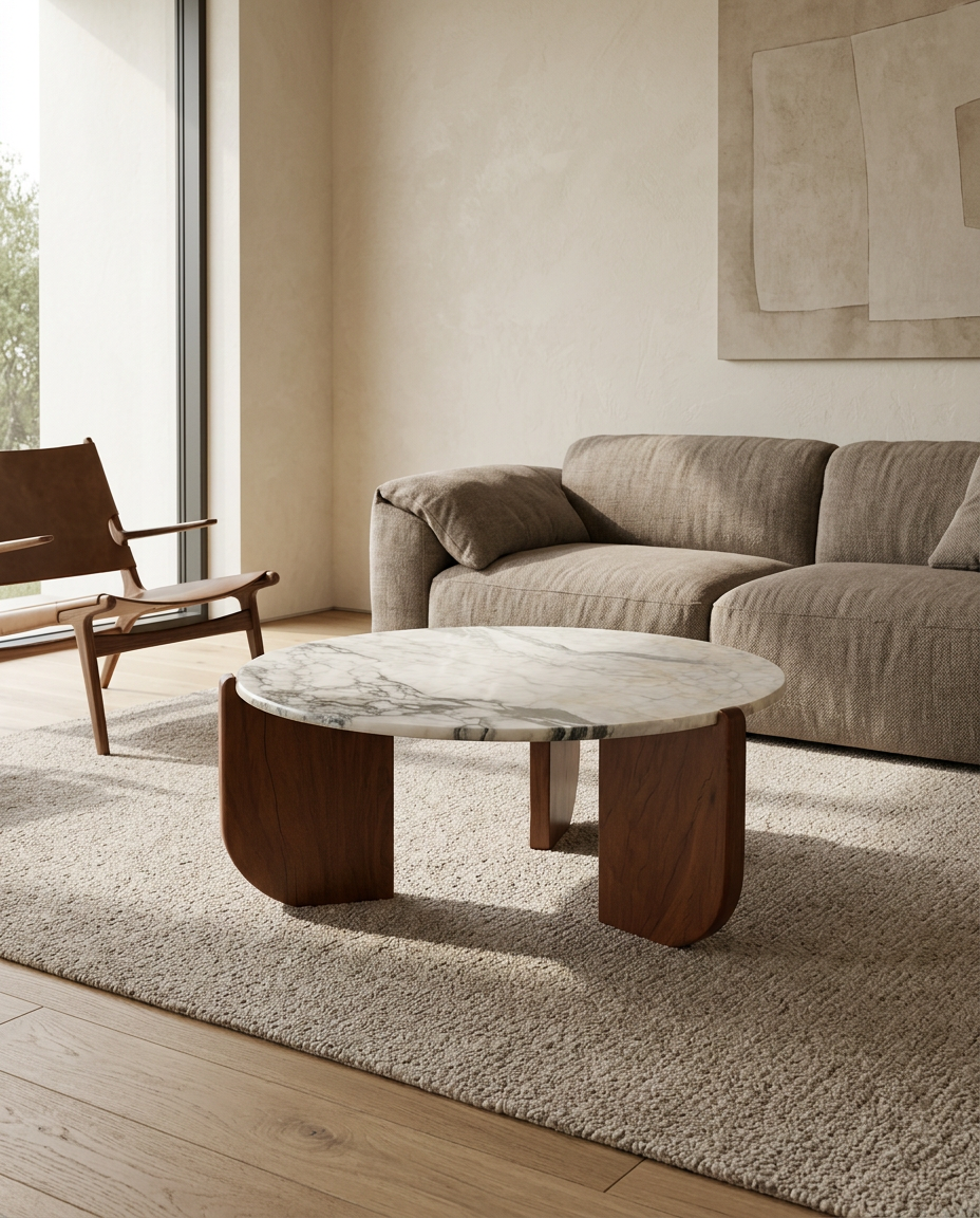 Aurora Marble Coffee Table - Natural Marble Tabletop