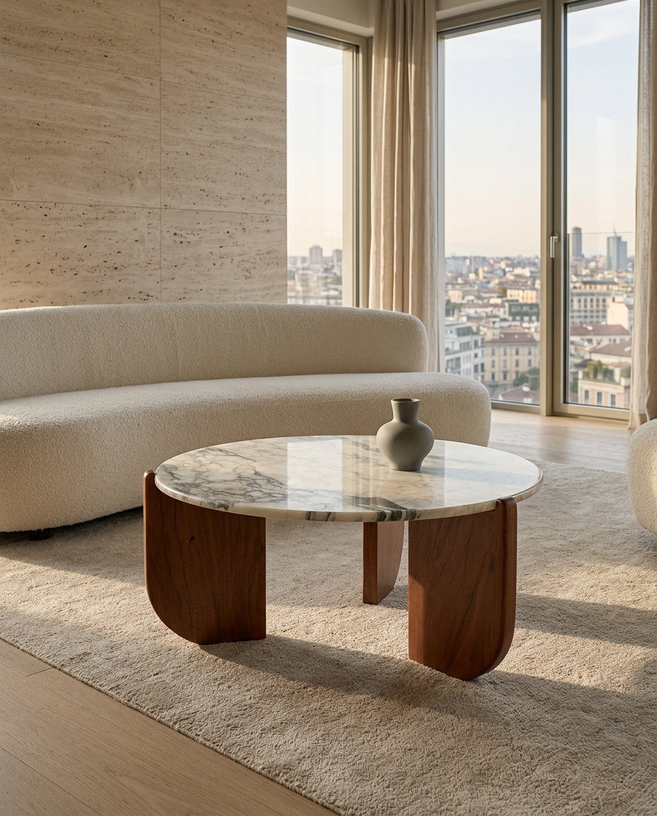 Aurora Marble Coffee Table - Natural Marble Tabletop