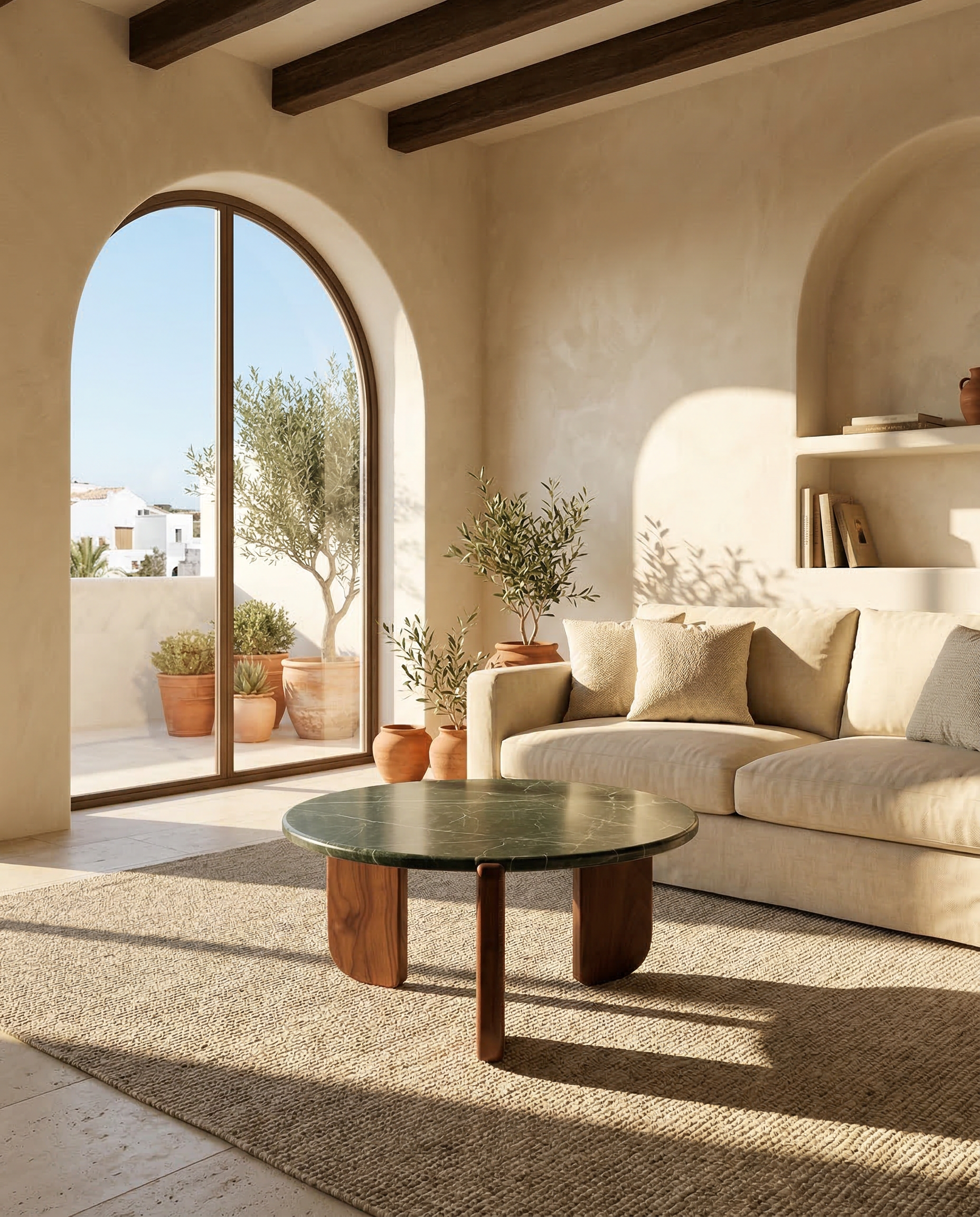 Verde Round Marble Coffee Table - Stone Round Table