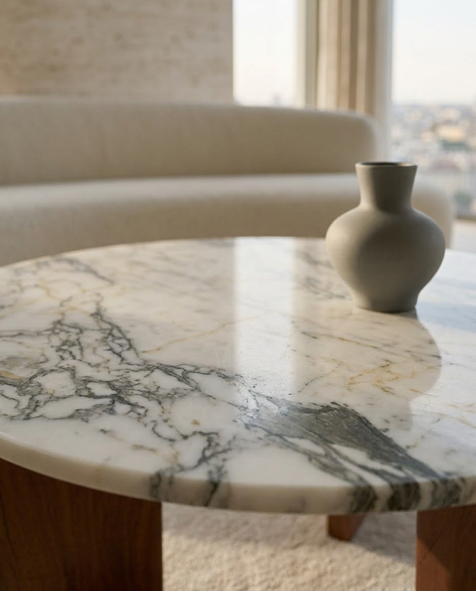 Aurora Marble Coffee Table - Natural Marble Tabletop