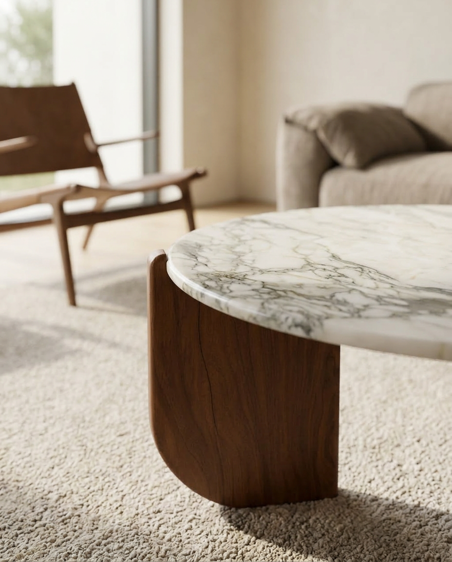 Aurora Marble Coffee Table - Natural Marble Tabletop