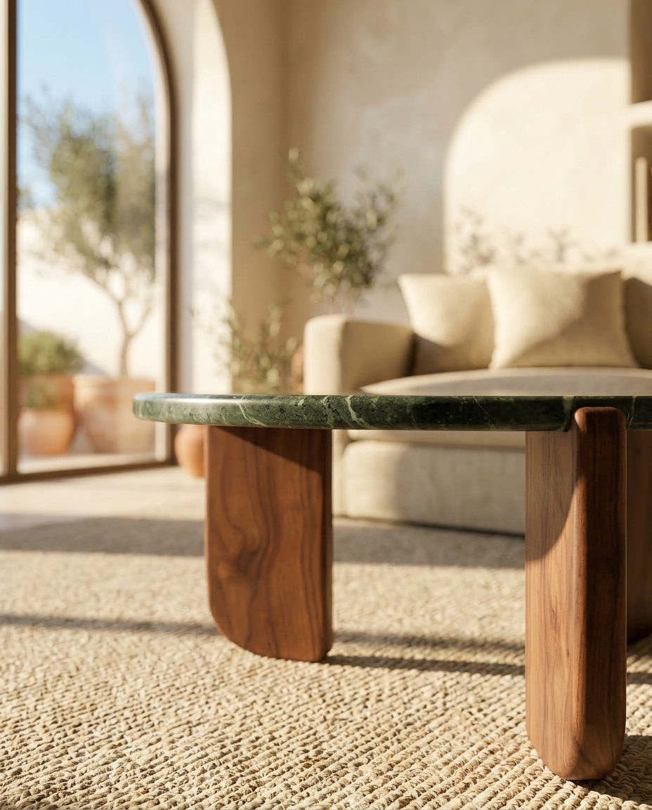 Verde Round Marble Coffee Table - Stone Round Table