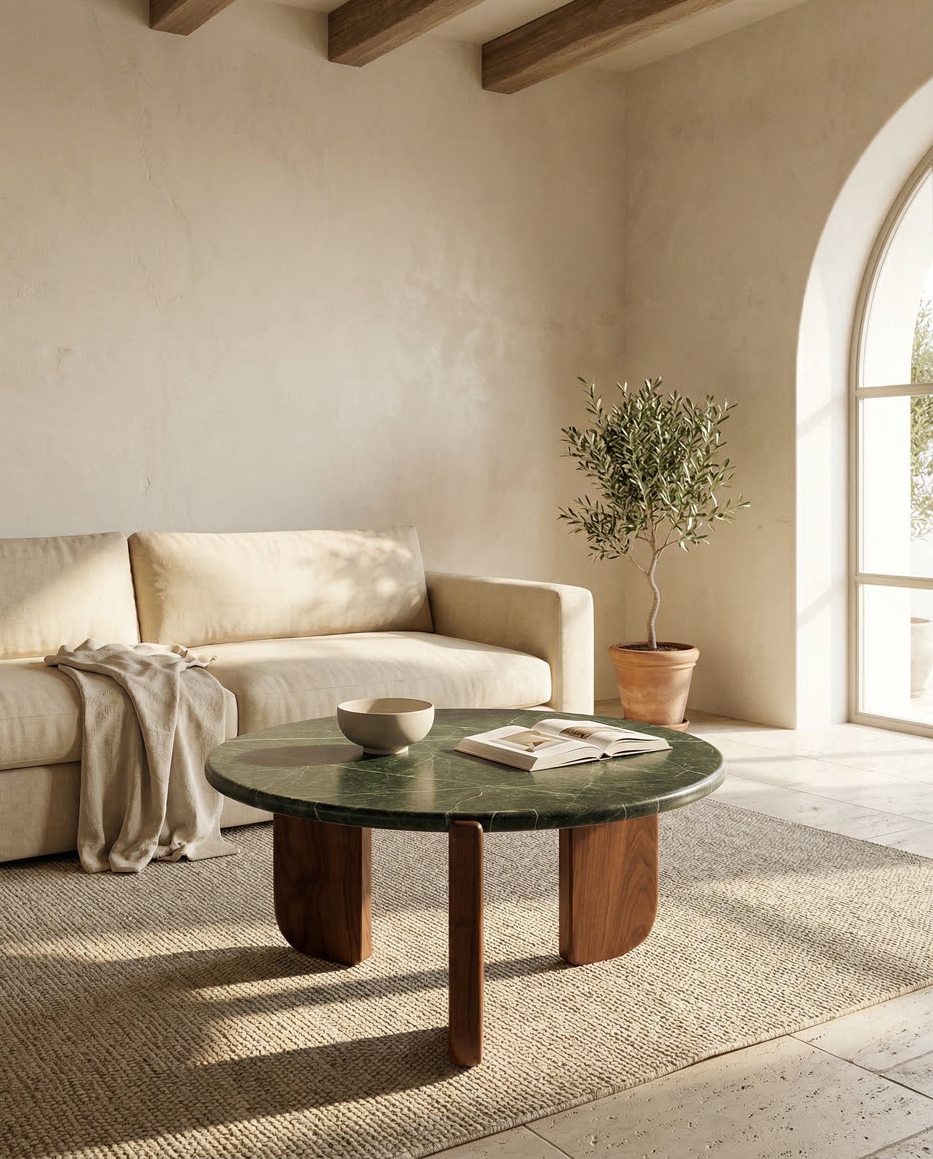 Verde Round Marble Coffee Table - Stone Round Table